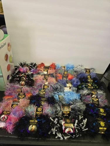 HUGE Lot Of Lion Brand Fun Fur Yarn All Brand New!! image 2