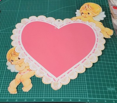 Vtg Beistle Die Cut Decoration Valentine's Day Pink Heart 15'' Cupid Display