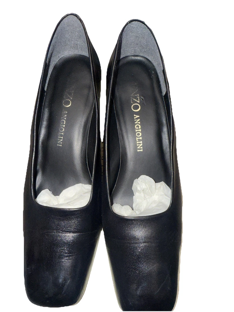 Escarpins De Travail Enzo Angiolini - Cuir Noir, Taille US 5.5 Femme, Talon Bas