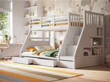 Triple Bunk Beds for Kids, Bunk Bed with Storage, Sturdy, Cosy and Space-saving.
