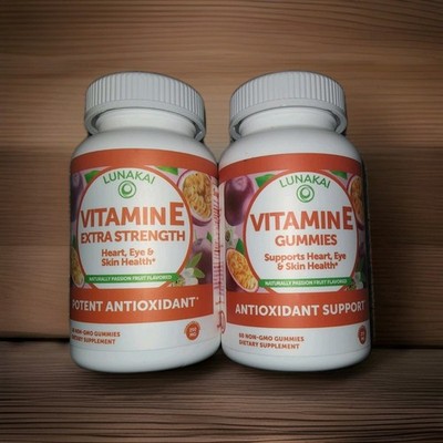 Lunaki Vitamin E  Potent Antioxidant 2 Bottle Lot 120ct Exp 6/27