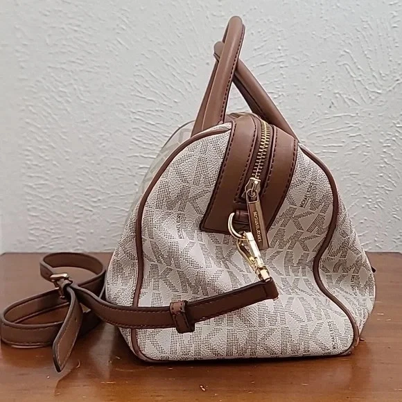 Michael Kors Jet Set Monogram Logo Brown and Cream Women's Medium Crossbody Bag - Image 4 of 4