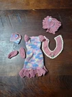 Vintage Handmade Crocheted Multi Color Dress  Barbie Size With Accessories