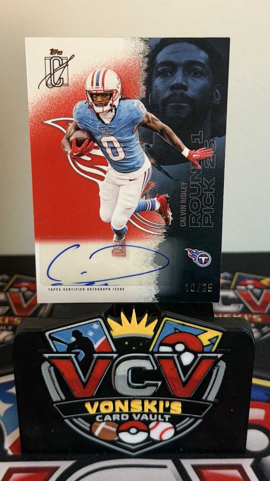 2025 topps signature class football Calvin Ridley Red Auto /25 #99 Titans