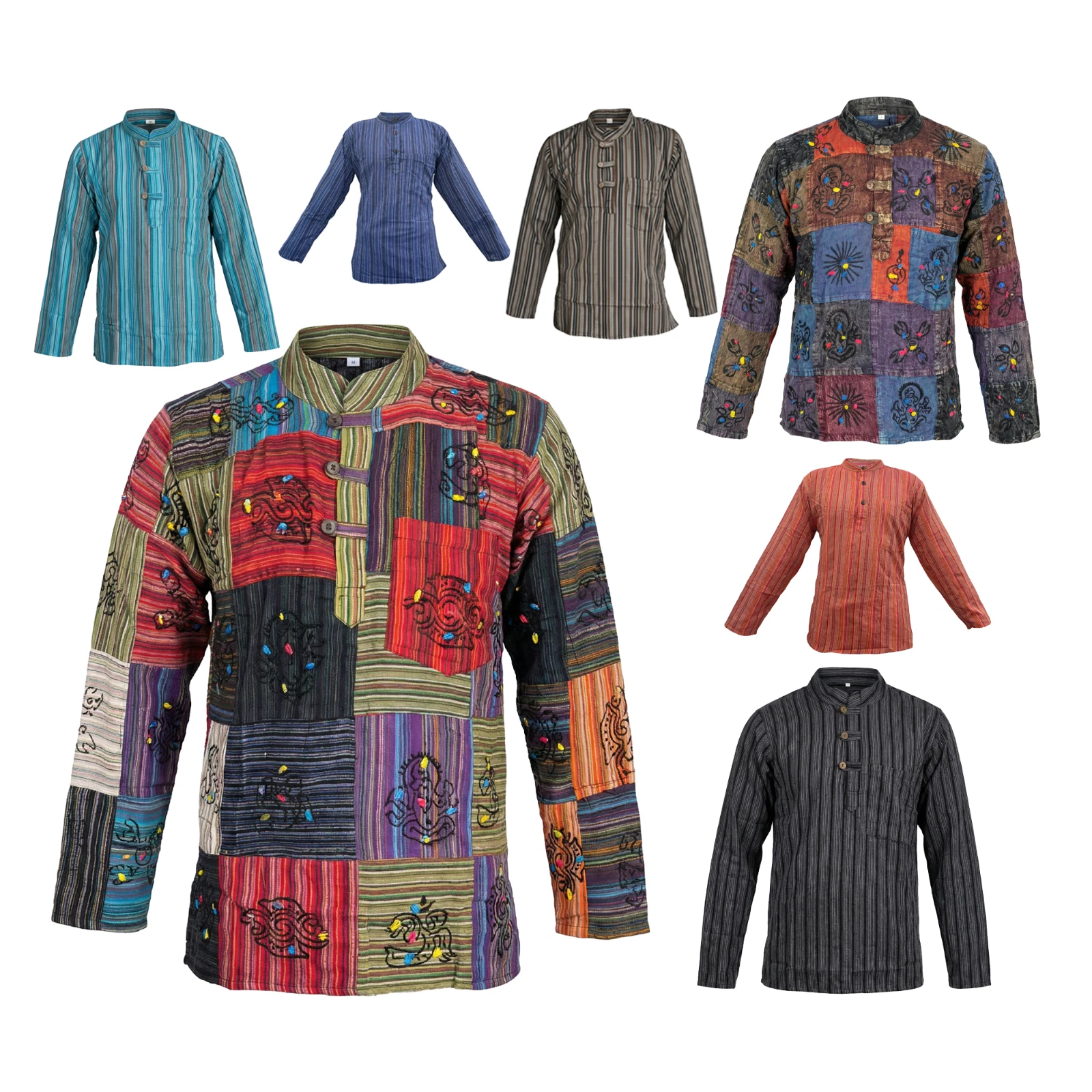 Hippy Patchwork Men Women 100%Cotton Boho Yoga Top Festival Stripe Vintage Shirt
Opens in a new wind