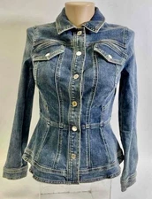 White House Black Market Blazer Jean Jacket Women's Size XS Boho Cute Chic