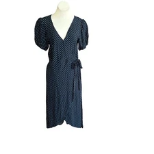 Sanctuary Blue Polka Dot Faux Wrap Dress Size M-L