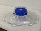 Badash crystal glass vintage centerpiece bowl clear and cobalt blue — photo 4