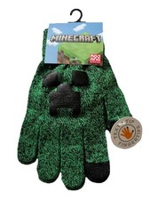 Minecraft Creeper Green Black Gloves Children Size Text Fingertips