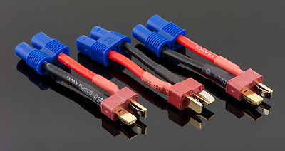 3 Pack: (3) T-Plug (Deans Style) Male to Female EC3 Style Connectors / Adapters