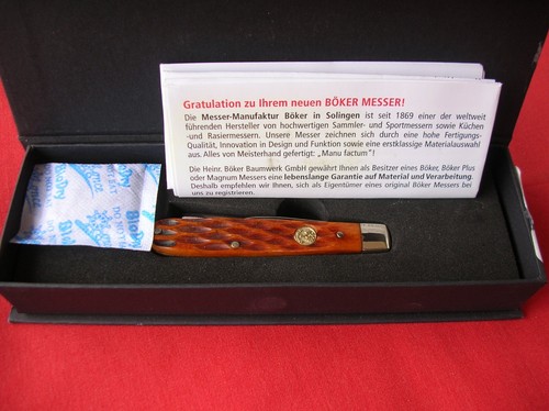 BOKER 110743 2 BLADE RAZOR BROWN JIG BONE HANDLES KNIFE G