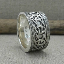 Sterling Silver Celtic Scavaig Wedding Ring Bark edge KEITH JACK size 7.5 or 13
