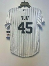 MAJESTIC YTH SMALL NEW YORK YANKEES PLAYERS JERSEY - VOIT #45, WHITE/NAVY