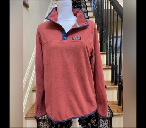 Vnt 90s Y2K Patagonia Synchilla Fleece Women Med Salmon Pullover Snap T Repaired - Afbeelding 1 van 16