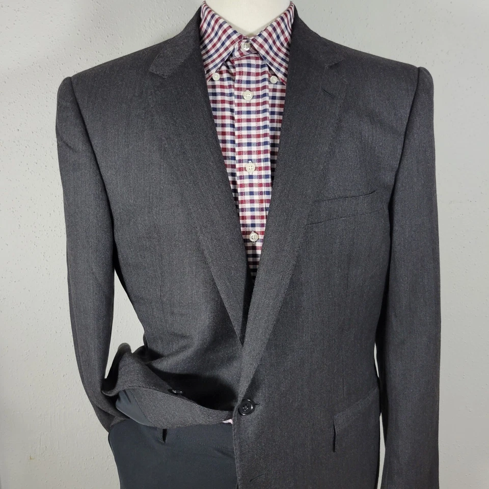 Abrigo deportivo para hombre Ralph Lauren etiqueta negra CH gris espiga lana cachemir 48L Foto 2 de 4