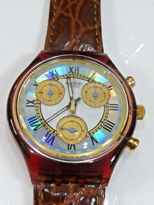 Eine seltene Swatch CHRONO Uhr SCF100 ROMAIN 1994, New Batt, Box, ungetragen, funktioniert