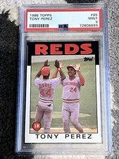 PSA 9 MINT BASEBALL CARD 1986 TOPPS HOF TONY PEREZ CINCINNATI REDS