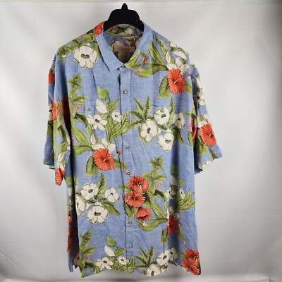 TOMMY BAHAMA Shirt Men 3XT Hawaiian Tropical Camp Silk Shirt salesforce logo NWT