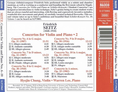 HYEJIN CHUNG / WARREN LEE FRIEDRICH SEITZ: CONCERTOS FOR VIOLIN AND PIANO NOS. 6