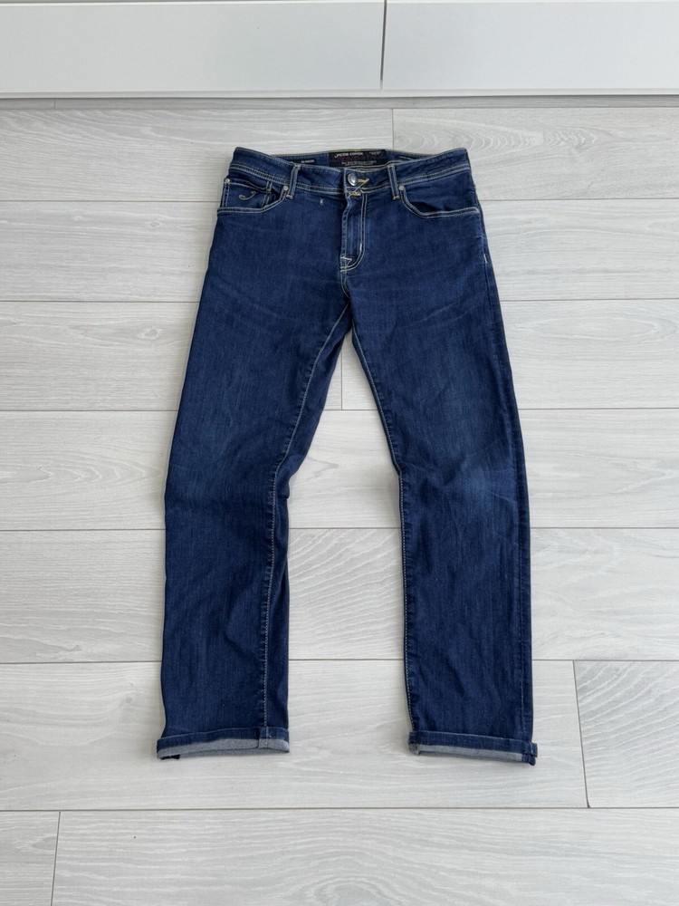 Mens Jacob Cohen J625 Blue Cotton Linen Denim Staight Jeans Size 32