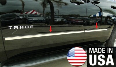 For 2015-2020 Chevy Tahoe GMC Yukon Stainless Body Side Accent Trim Flat 4PC