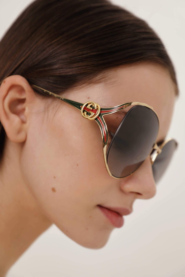 Gucci GG0225S 001 Gold Sunglasses with Gradient Lens - #201 nwd | eBay