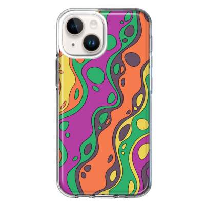 MUNDAZE Case for Apple iPhone 13/14 70s Liquid Retro Groovy