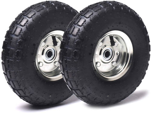 (2 Pack)  Heavy-Duty 4.10/3.50-4 Tire and Wheel, Exact Replacement 10 Inch Pneum - Picture 1 of 6