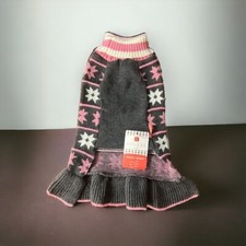 Dog Sweater Clothes 9" Knitted Turtleneck Leash Hole 16" Back Length New