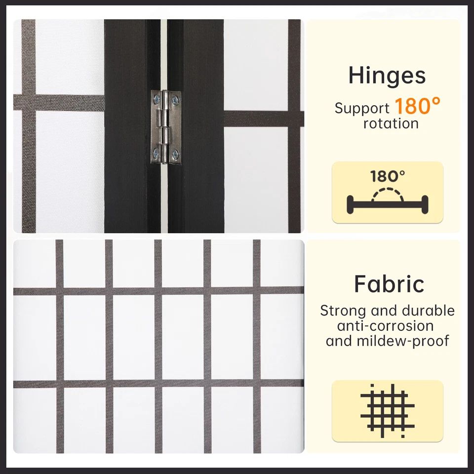 Room Divider 4 Panel Oriental Shoji Screen 6Ft Folding Privacy Divider Wall - Image 4 of 4