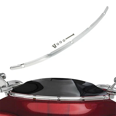 Moto pare-brise garniture Chrome Incurvé pour Harley Touring Glides 2014-2023 - Photo 1/4