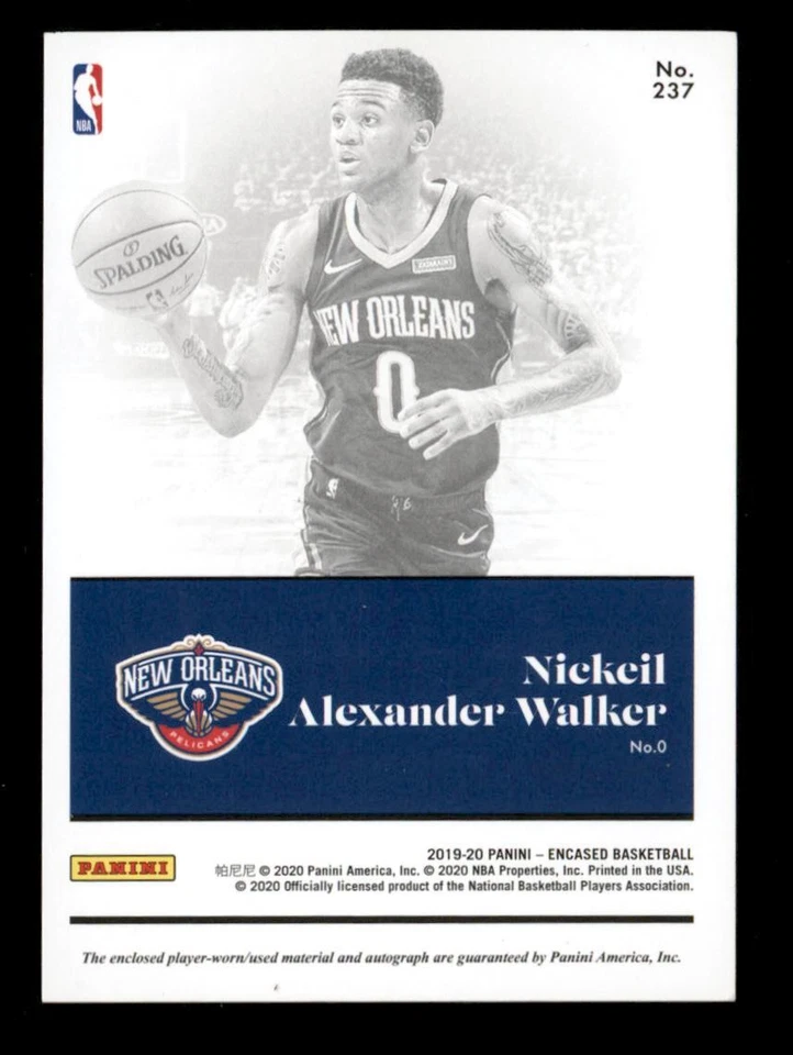 Nickeil Alexander-Walker 2019-20 Panini Encased Blue #237 Patch Auto 1/3 - Image 2 of 2