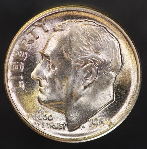 1954 S ROOSEVELT DIME BU FRESH FROM ORIGINAL ROLL -LOT 5237