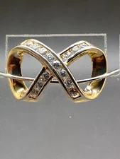 Woman's Yellow Kt Gold on .925 Sterling Silver Sparkly Accented Slider Pendant