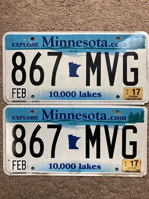 Pair of 2017 Minnesota License Plates- 867 MVG - Nice!