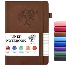 PERCUN Lined Journal Notebook for Men  Lined Pages 5.9in x 8.5in Brown