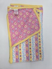 Vintage Gymboree Blanket Pink Floral Stripe Cotton Les Fleurs Yellow