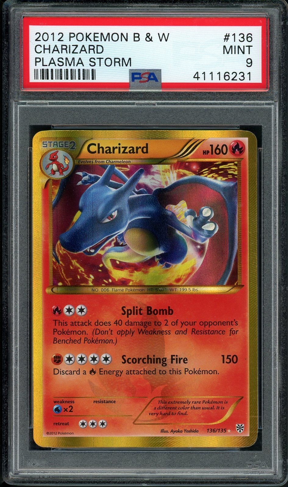 2013 POKEMON B&W PLASMA STORM #136 CHARIZARD PSA 9