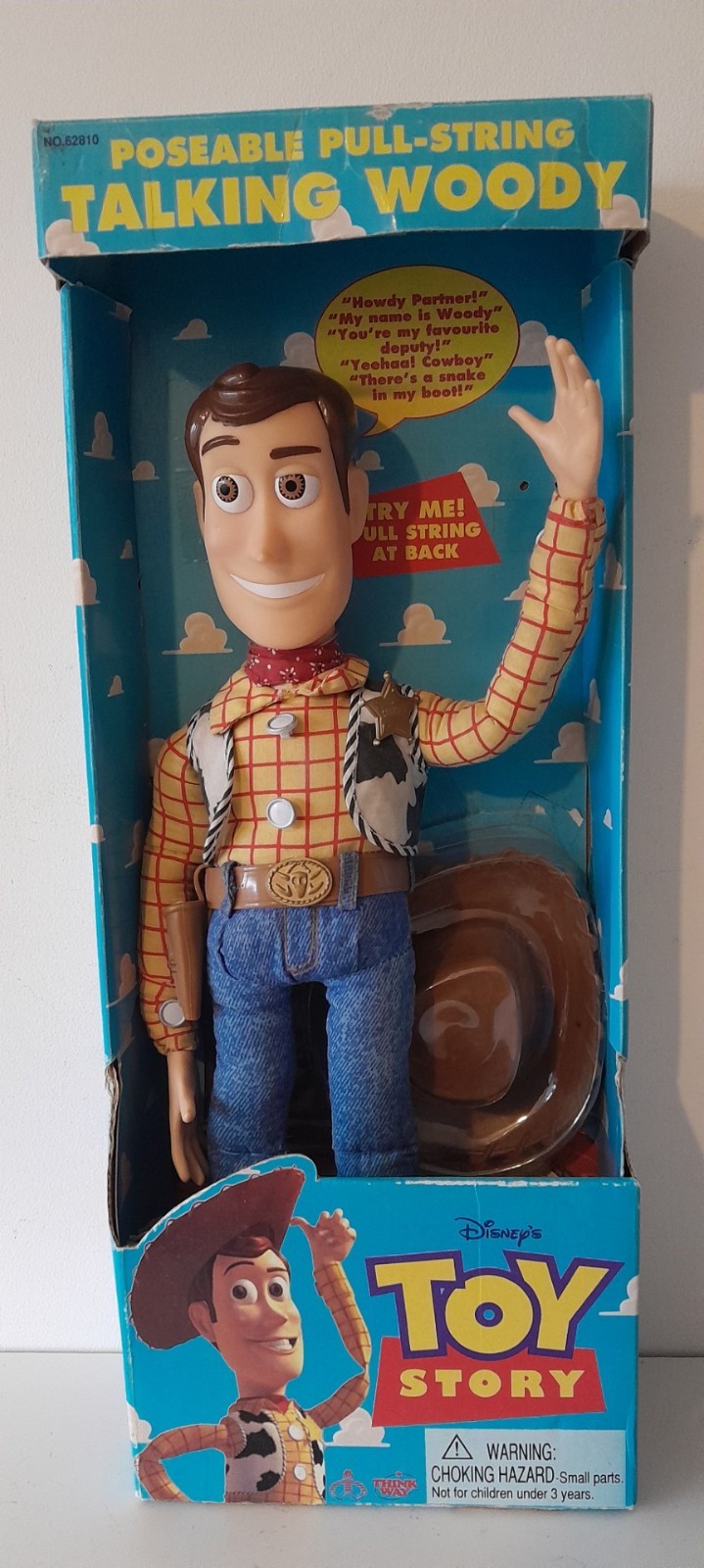 Toy Story Woody Poseable Talking Pull String Doll in Box 1995 Working Read