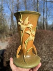 ROSEVILLE ARTS & CRAFTS POTTERY ZEPHYR LILY SIENNA COLOR VASE 136-9" MINT