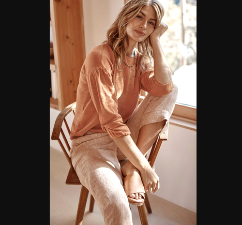 J. Jill Pure French Terry Knit Top 2X Boho Beachy 100% Cotton 3/4 Sleeve Casual - Picture 3 of 17