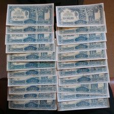 Malaya, Japanische Besetzung, 22 x 10 Dollar Scheine, 1942. P # M7b/c. (MD/MN/MP).