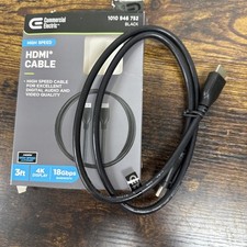 Commercial Electric High-Speed HDMI 2.0 Cable Male-to-Male Black 3-ft HD1382