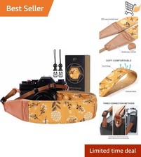 Full Grain Leather Camera Strap Cotton Weave Padded Quick Release for All Cam...