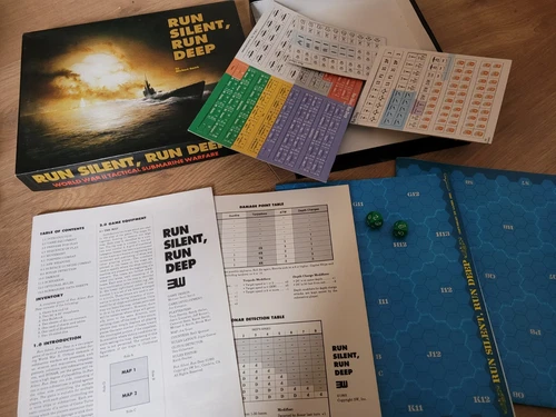 Vintage 1993 3W Games Run Silent, Run Deep...WW2 Submarine Warfare, - UNPUNCHED