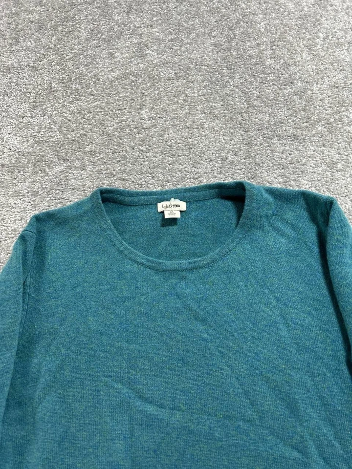 Suéter LL Bean para mujer XL verde cachemir calce clásico tejido ajustado ribete acanalado Foto 3 de 4