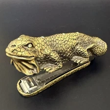 Rare Vintage Solid Brass Iguana Lizard Gecko-shaped Stapler