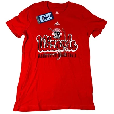 Adidas Washington Wizards NBA Girls Red T-Shirt Rhinestone Logo Size M 10/12 NEW - Image 1 of 4