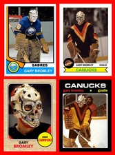 GARY BROMLEY 4 Different Hand Made Hockey Art Photo Cards Sabres Canucks GOALIE