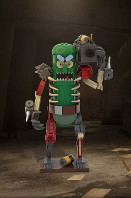 NEU - MOC Rick & Morty | Pickle Rick Modellbaustein Bausatz Gurkenkrieger